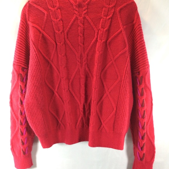 &merci multicolored women’s thick chunky pullover cable knit sweater size small - Picture 2 of 5